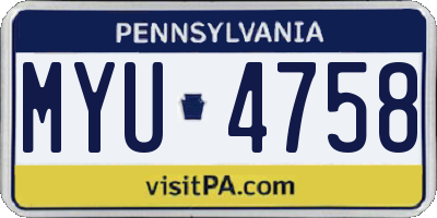 PA license plate MYU4758