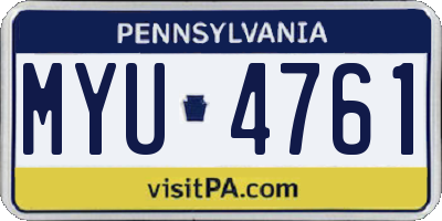 PA license plate MYU4761