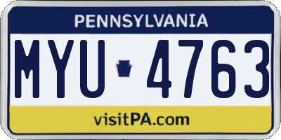 PA license plate MYU4763