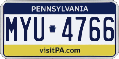 PA license plate MYU4766