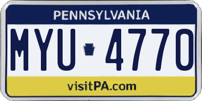 PA license plate MYU4770