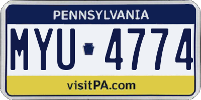 PA license plate MYU4774