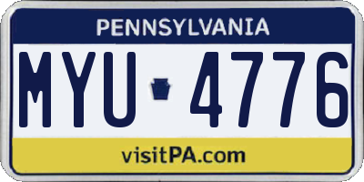 PA license plate MYU4776