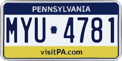 PA license plate MYU4781