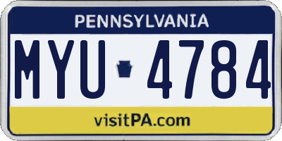 PA license plate MYU4784