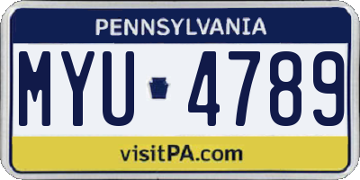 PA license plate MYU4789