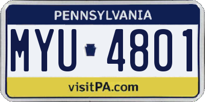 PA license plate MYU4801