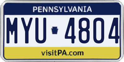 PA license plate MYU4804