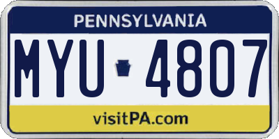 PA license plate MYU4807