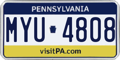 PA license plate MYU4808