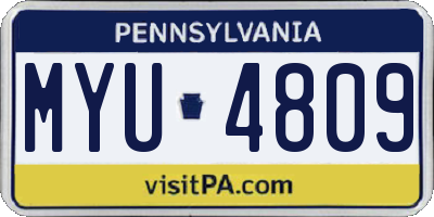 PA license plate MYU4809