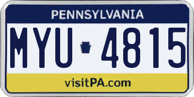 PA license plate MYU4815