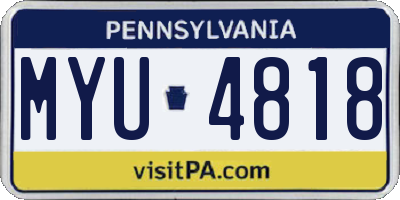 PA license plate MYU4818