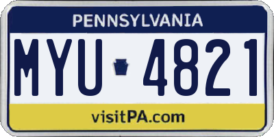 PA license plate MYU4821