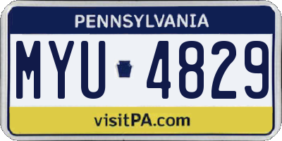 PA license plate MYU4829