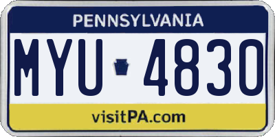 PA license plate MYU4830