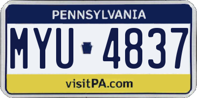PA license plate MYU4837