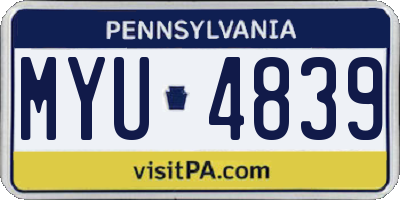 PA license plate MYU4839