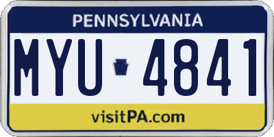 PA license plate MYU4841