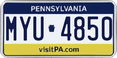 PA license plate MYU4850