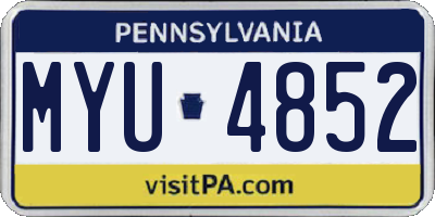 PA license plate MYU4852