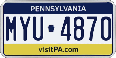 PA license plate MYU4870