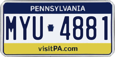 PA license plate MYU4881