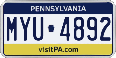 PA license plate MYU4892