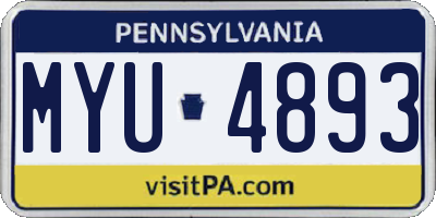 PA license plate MYU4893