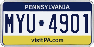 PA license plate MYU4901