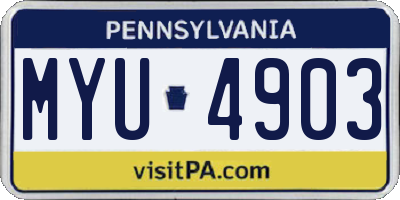 PA license plate MYU4903