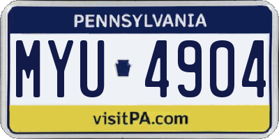 PA license plate MYU4904