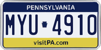 PA license plate MYU4910