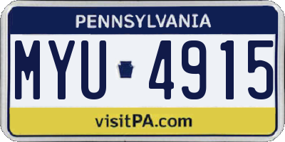 PA license plate MYU4915