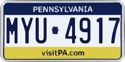 PA license plate MYU4917
