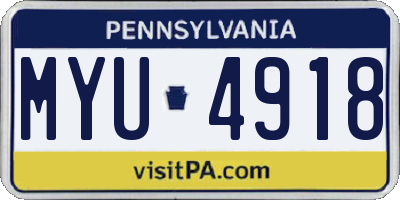 PA license plate MYU4918