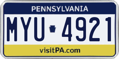 PA license plate MYU4921