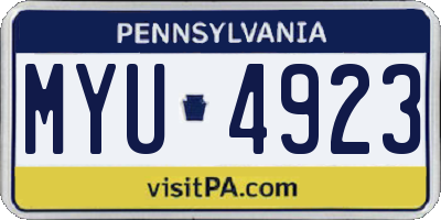 PA license plate MYU4923