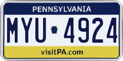 PA license plate MYU4924