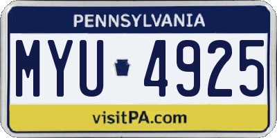 PA license plate MYU4925