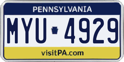 PA license plate MYU4929