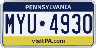 PA license plate MYU4930