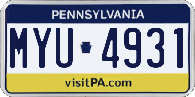 PA license plate MYU4931