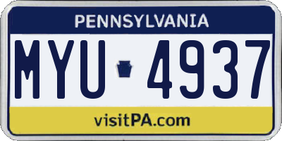 PA license plate MYU4937