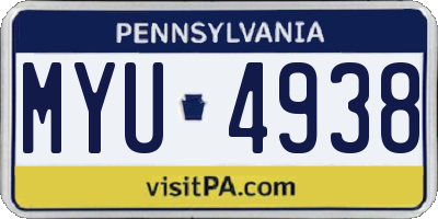 PA license plate MYU4938