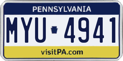PA license plate MYU4941