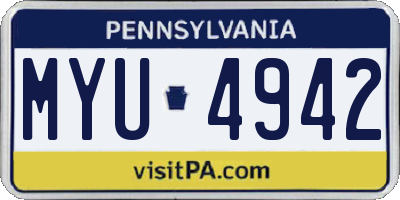 PA license plate MYU4942