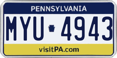 PA license plate MYU4943