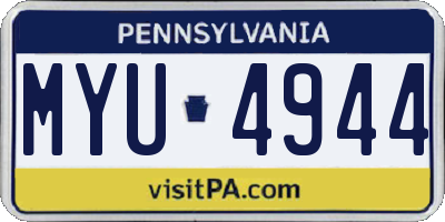 PA license plate MYU4944