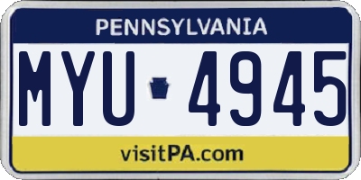 PA license plate MYU4945